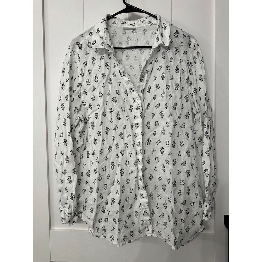 J. Jill Love Linen Blouse Women Button Up Shirt Top Tunic Long Sleeve Sz XS
